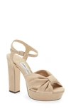 Jimmy Choo Women's Heloise 120mm Linen Platform Sandals In Ballet Pink