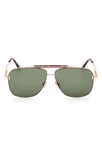 Tom Ford Jaden 60mm Polarized Navigator Sunglasses In Green