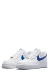 Nike Air Force 1 '07 Low Sneakers In White And Royal Blue In White/ Game Royal/ White