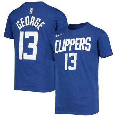NIKE YOUTH NIKE PAUL GEORGE ROYAL LA CLIPPERS LOGO NAME & NUMBER PERFORMANCE T-SHIRT