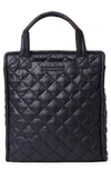 Mz Wallace Mini Quilted Nylon Box Tote Bag In Black