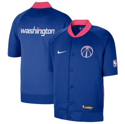 Nike Men's  Navy Washington Wizards 2022/23 City Edition Showtime Raglan Short Sleeve Full-snap Jacke