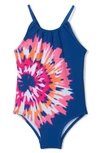 Hatley Kids' Shibori Tie Dye One-piece Swimsuit In Blue