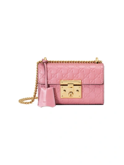 Gucci Padlock Small Embossed Leather Shoulder Bag In Candy Pink