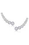 Cz By Kenneth Jay Lane Graduated Bezel Cz Crawler Earrings In Clear/silver