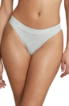 Polo Ralph Lauren Mid Rise Cotton Blend Thong In Heather Gray