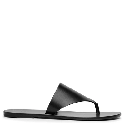 The Row Avery Leather Flat Thong Sandals In Black