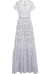 NEEDLE & THREAD MEADOW EMBROIDERED TULLE GOWN