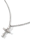 Nadri Baguette Cubic Zirconia Cross Pendant Necklace In Rhodium