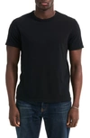 Buck Mason Cotton Textured Curved Hem Tee In Black