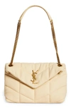 Saint Laurent Small Lou Leather Puffer Bag In Burro