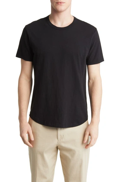 Buck Mason Curve Hem Cotton Slub T-shirt In Black