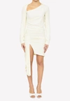 OFF-WHITE CRÊPE DRAPED MINI DRESS,OWDB460S23FAB001--0400