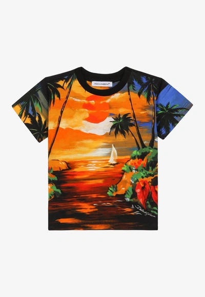 Dolce & Gabbana Baby Boys Hawaiian Print T-shirt In Multicolor