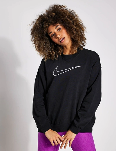 Nike Women's Dri-fit Get Fit Graphic Crewneck Sweatshirt In Black