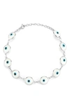 Sphera Milano Evil Eye Station Chain Bracelet In Silver