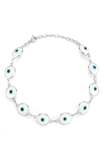 Sphera Milano Evil Eye Station Chain Bracelet In Silver