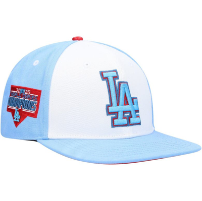 Pro Standard Men's  White, Light Blue Los Angeles Dodgers Blue Raspberry Ice Cream Drip Snapback Hat In White,light Blue
