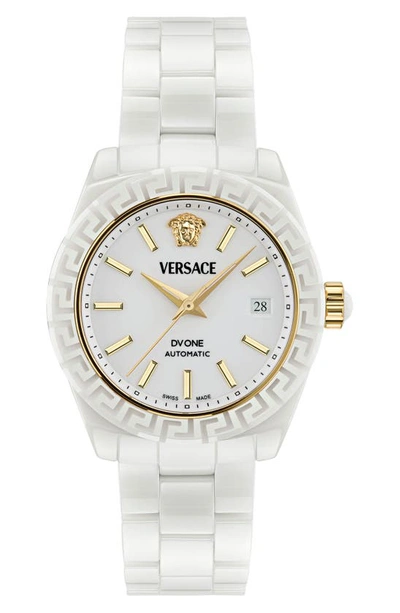 Versace Women's Swiss Automatic Dv One White Ceramic Bracelet Watch 40mm In Pnul