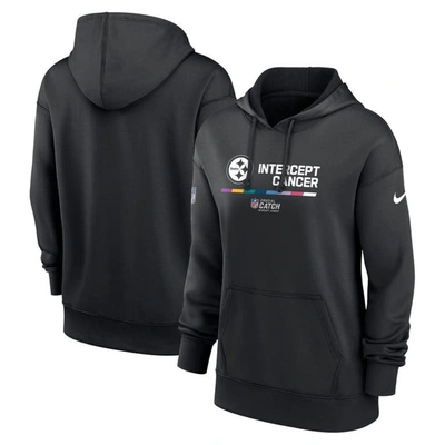 NIKE NIKE BLACK PITTSBURGH STEELERS 2022 NFL CRUCIAL CATCH THERMA PERFORMANCE PULLOVER HOODIE