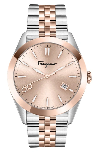 Ferragamo Classic Bracelet Watch, 42mm In Two Tone