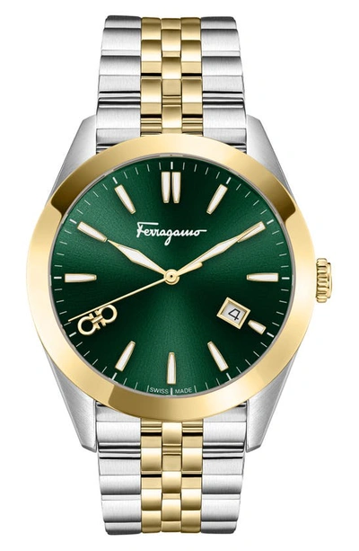 Ferragamo Classic Bracelet Watch, 42mm In Two Tone
