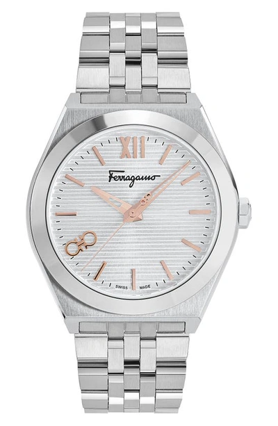 Ferragamo Men's Vega New Stainless Steel Bracelet Watch, 40mm In Silver