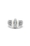 Lagos White Caviar White Ceramic Diamond Large 1-link Ring In White