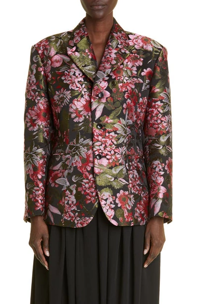 Comme Des Garçons Blazer Mit Blumen-print In Green