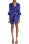 ZIMMERMANN BALLOON SLEEVE SILK WRAP DRESS