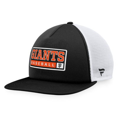 Majestic Men's  Black, White San Francisco Giants Foam Trucker Snapback Hat In Black,white