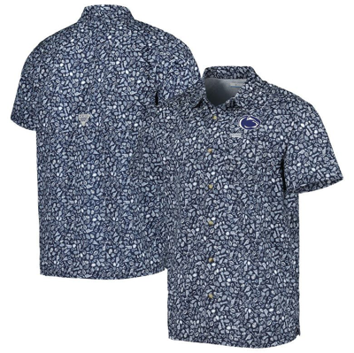 Men's Dallas Cowboys Columbia Navy Big & Tall PFG Bonehead Logo Button-Up  Shirt