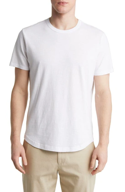 Buck Mason Curve Hem Cotton Slub T-shirt In White