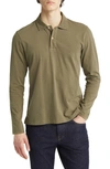 Buck Mason Sueded Long Sleeve Cotton Polo In Sage
