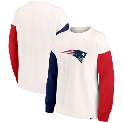 Fanatics Branded White New England Patriots Colorblock Primary Logo Pullover Sweatshirt