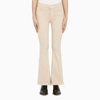 Mother Womens The Patch Pocket Weekender Flared Stretch-denim Blend Jeans Wacky Khaki In White