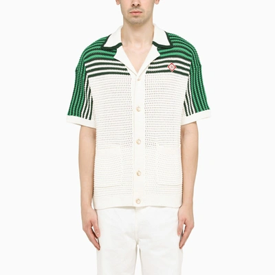 Casablanca Tennis Crochet Shirt In Green,white
