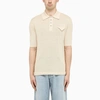 Bottega Veneta Light Weight Linen Knit Polo In White