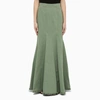 Max Mara Trudy Frayed Cotton Drill Long Skirt In Green