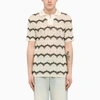 Andersson Bell Geometric Knitted Polo Shirt In Beige