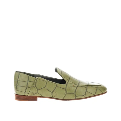 Max Mara Accessori Laris Leather Loafers In Green