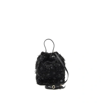 Max Mara Accessori Soiree2 Silk And Leather Bag In Black