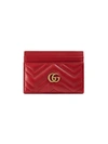 Gucci Gg Marmont Quilted Leather Cardholder In Red