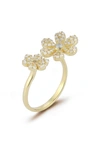 Sphera Milano Sterling Silver & Cz Flower Wrap Ring In Gold