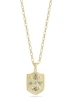Sphera Milano Sterling Silver & Cz Shield Pendant Necklace In Gold