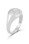 Sphera Milano Sterling Silver & Cz Smiley Face Ring In Silver