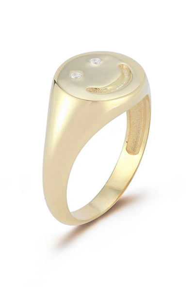 SPHERA MILANO SPHERA MILANO STERLING SILVER & CZ SMILEY FACE RING