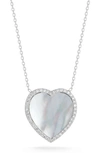 Sphera Milano Sterling Silver, Mother Of Pearl & Cz Heart Pendant Necklace In Silver