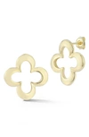 Sphera Milano 14k Over Silver Clover Statement Studs In Gold