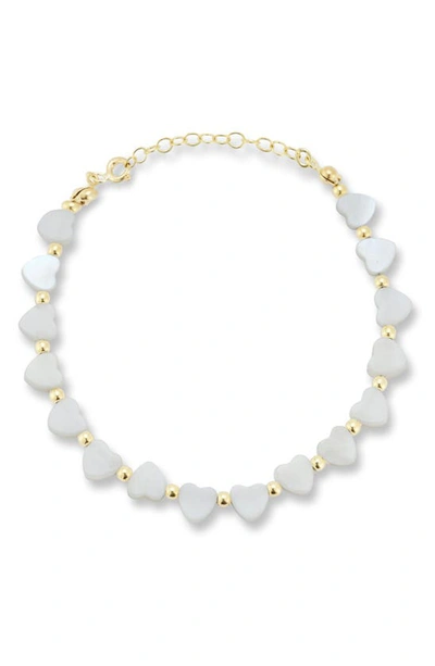 Sphera Milano 14k Over Silver Pearl Heart Bracelet In Gold